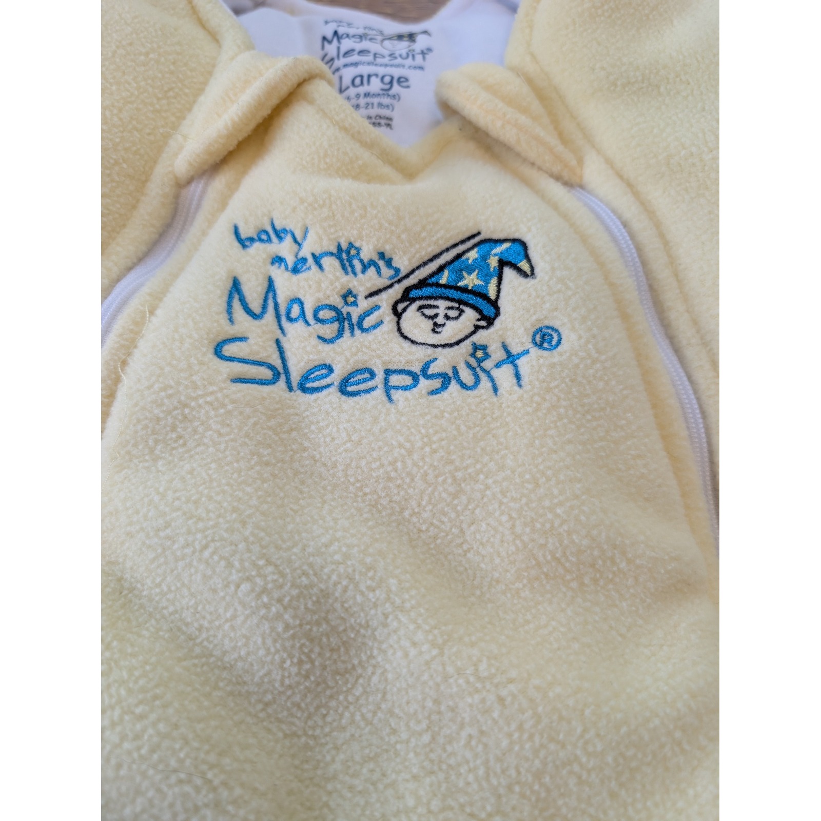 Baby Merlin's Magic Sleepsuit Yellow Fleece Large 6-9 Months 18-21 Lbs Euc — image 2 of 4